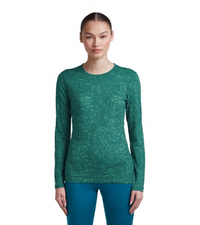 Мерино Блуза Icebreaker Merino 200 Oasis Long Sleeve Crewe Moss Bloom AOP W's