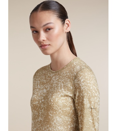 Мерино Блуза Icebreaker Merino 200 Oasis Long Sleeve Crewe Moss Bloom AOP W's