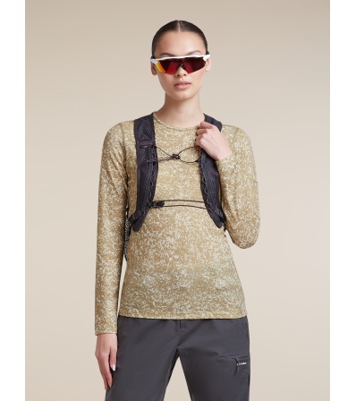 Мерино Блуза Icebreaker Merino 200 Oasis Long Sleeve Crewe Moss Bloom AOP W's