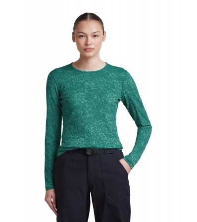 Мерино Блуза Icebreaker Merino 200 Oasis Long Sleeve Crewe Moss Bloom AOP W's